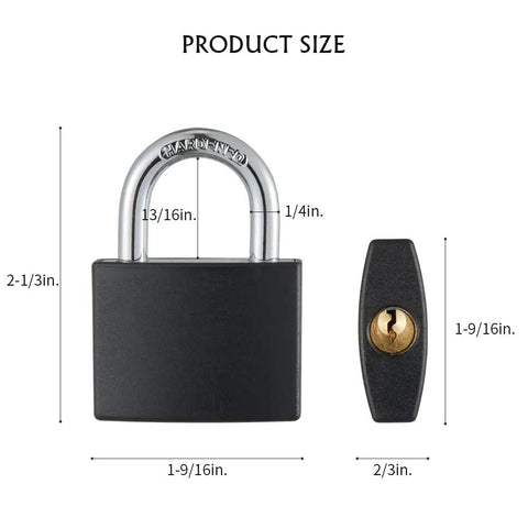 Vinyl Covered Aluminum Padlock Set With Key Eight Pack One 9 16 Inch Wide Body Same Key System dimensions shown