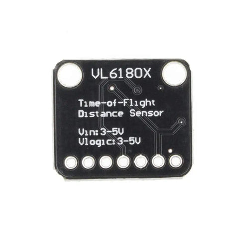 VL6180X Range Finder Sensor Module With I2C Interface for Gesture Recognition and Optical Ranging, black front view close-up.
