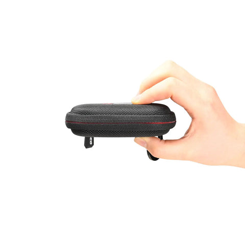 Hand holding black hard case for Kingston XS1000 XS2000 XS1000R SSD, custom foam interior, compact and durable for travel.