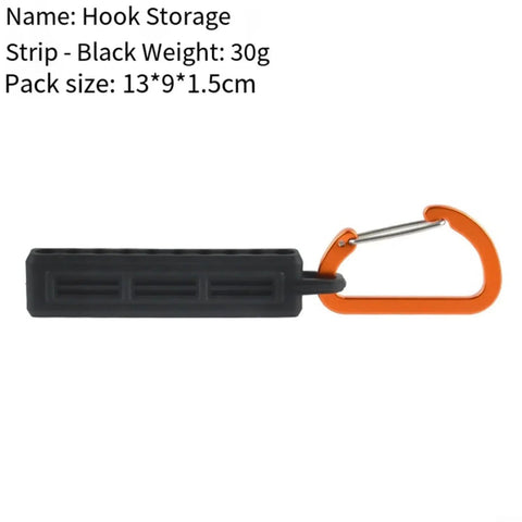 Rubber Drill Bit Organizer Strip With Carabiner, 10 Slot Storage for Quarter Inch Hex Shanks, showing 13x9x1.5 cm size