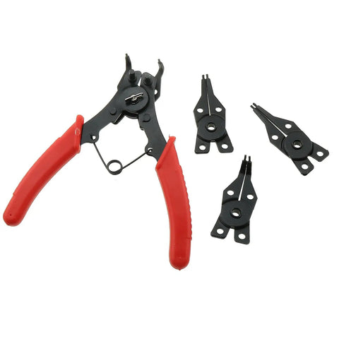 4 In 1 Multifunctional Carbon Steel Snap Ring Pliers For Car AC Compressor Clutch Fix with replaceable jaws visible
