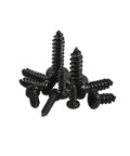 Rust Resistant Round Head Self Tapping Screws With Phillips Cross Drive High Strength Carbon Steel Miniature Fasteners For Electronics And Badass DIY Repairs Straight Up Built Like A Tank For Long Lasting Use - assorted black screws in various sizes.