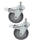Heavy Duty Swivel Caster Wheels 2 Pack Locking Castors showing TPR wheels and steel fittings for utility carts and shop benches.