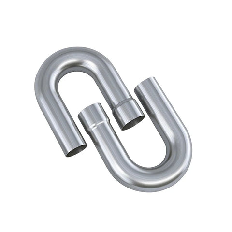 A-KARCK stainless steel mandrel bend U-shape exhaust pipe with end adapters; 2.5-inch, 304 stainless, DIY universal fit