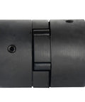 Heavy Duty Log Wood Splitter Beefy L Jaw Coupling Set One To One And One Half Inch Bore Three Piece L110 With Buna N NBR Rubber Spider Includes Two Halves And Insert Durable Shaft Adapter For Smooth Power Transfer, black steel jaw coupling with rubber insert