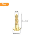 Brass Wood Screws M2.5 By 10mm Slotted Round Head Self Tapping 30 Count, showing screw dimensions in an illustrative diagram.