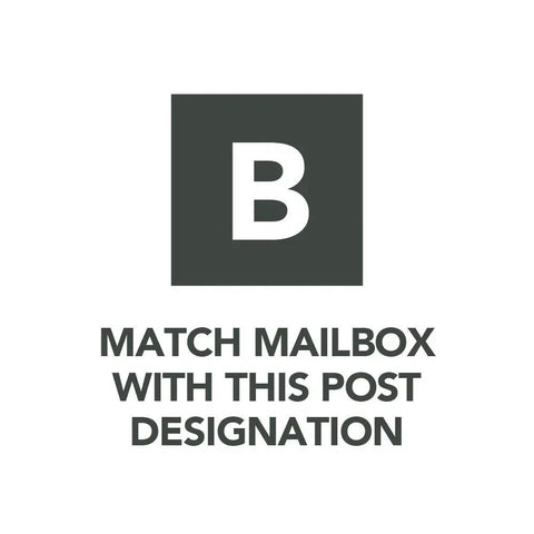 Letter B sign for Large Capacity Post Mount Mailbox In Galvanized Steel With Venetian Bronze Finish, matching post designation