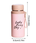 800ml Insulated Water Bottle With Tea Infuser, Leakproof Vacuum-Sealed Double-Wall Stainless Steel Flask in pink with dimensions