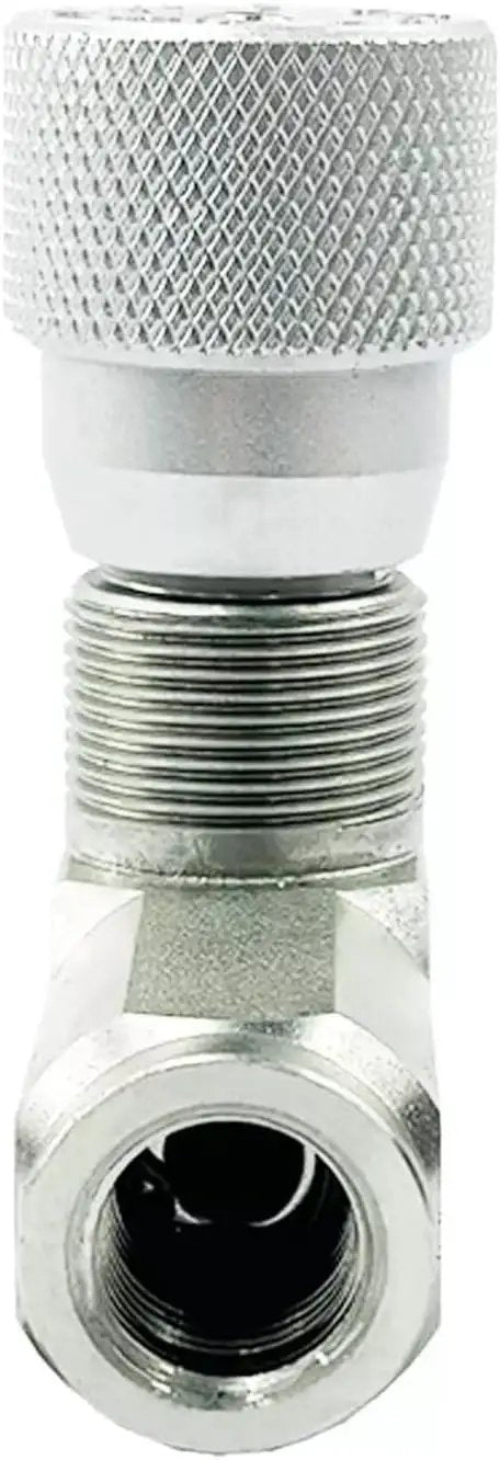 Close-up of Beefy Hydraulic Flow Control Needle Valve Three Eighths Inch NPT Female To Female Two Way Throttle Check Valve 5800 PSI