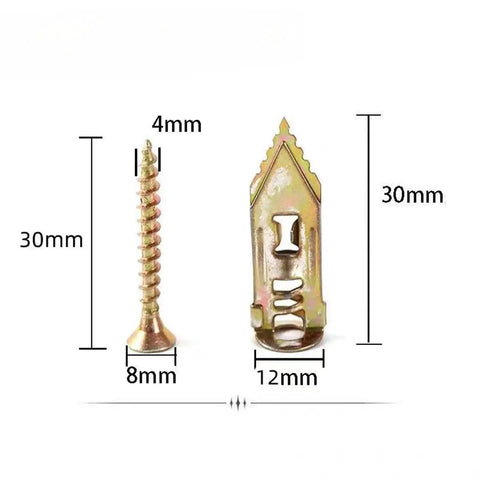 Self Drilling Drywall Anchor Kit With 120 Pieces Wall Plugs For Gypsum Board Heavy Duty Yellow Zinc Plated Carbon Steel Screws That Resist Rust And Wear Easy No Prep Install For Shelves TV Mounts Mirrors And Other Wall Mounts, 30mm, 4mm