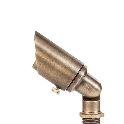 Side view of Cast Brass 12V Mini Outdoor Spotlight For Low Voltage Landscape Lighting, 2W 175 Lumen 2700K Warm White MR8 LED Bulb, Bronze Finish