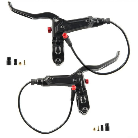 2-Pin Hydraulic Brake Lever For Ebikes And Scooters, Durable Aluminum Alloy Build, 22.2 Mm Handlebar Fit, Black Finish with accessories