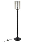 Tall Floor Lamp With Glass Shade In Brushed Nickel And Mercury Glass, Glam Showpiece For Living Room Or Office, 68.75 Inch Candlestick Style