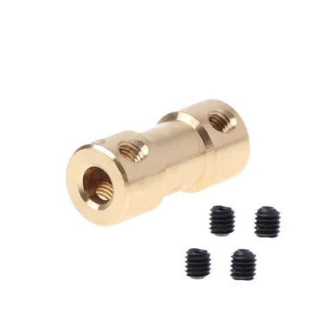 Slick Copper Motor Shaft Coupler Sleeve Adapter with 2mm to 5mm bore, brass body, perfect for DIY upgrades and heavy duty projects.