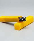 Roughing End Mill Beefy Carbide Square Nose Four Flute End Milling Bit Five Eighth Inch shown in yellow packaging