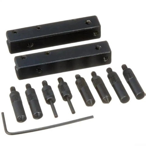 Digital Caliper Accessories Kit Internal External Groove Step with two black clamps and eight measuring heads.