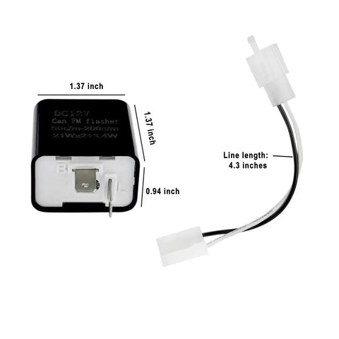 Universal 2 Pin LED Flasher Relay For 12V Vehicles Plug And Play Waterproof And Durable Works With LED And Standard Bulbs Adjustable Flash Rate From 50 To 200 Times Per Minute Super Easy Install, 1.37 inch relay with 4.3 inch wire