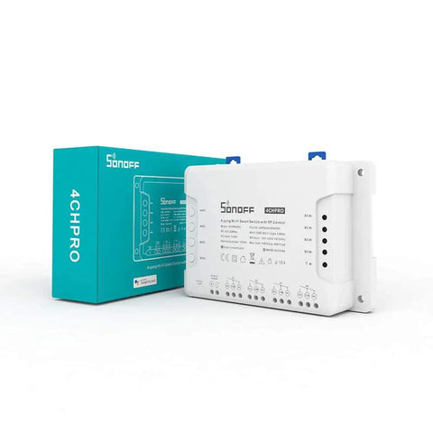 4 Channel WiFi Smart Switch For Home Automation, 4 Gang DIN Rail Mount, Self Locking And Interlock Modes, with package