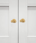 Dope Cat Shaped Brass Cabinet Door Knob With Smooth Finish, Vintage Gold Cabinet Pull On White Doors