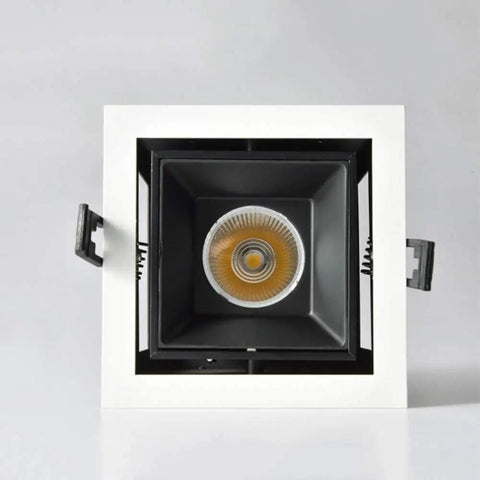 WKNHHL Recessed Lighting Housing Trim Kits Square Aluminum Ceiling Recessed Lighting Clothing Grille Embedded Panel Downlight Lamp Commercial Museum Exhibition Stage,White,Warm,Warm Light(3000k), top view