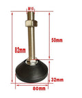 Heavy Duty Adjustable Threaded Furniture Leveling Feet Set Four Pack Swivel Levelers For Home Office Workshop And Industrial Equipment Easy Height And Angle Adjustment Squeak Free Stable Feet For Uneven Floors, M10 80mm x 32mm
