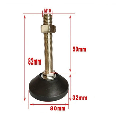 Heavy Duty Adjustable Threaded Furniture Leveling Feet Set Four Pack Swivel Levelers For Home Office Workshop And Industrial Equipment Easy Height And Angle Adjustment Squeak Free Stable Feet For Uneven Floors, M10 80mm x 32mm