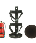 Badass Heavy Duty Fire Extinguisher Mount Wall Bracket With Quick Release Snap And Adjustable Nylon Straps For Home Car RV Truck, includes black metal bracket.