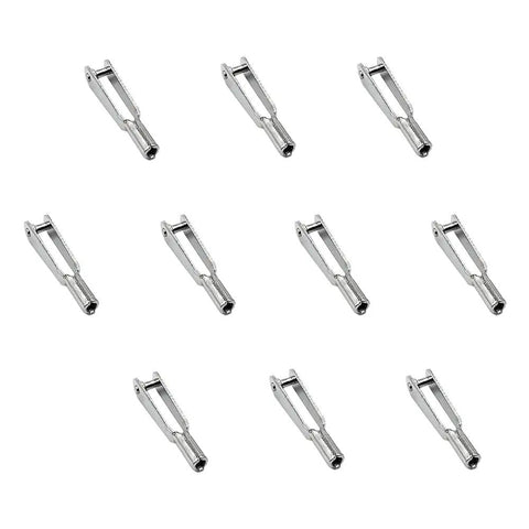 10 Pcs M2 Thread Self Locking Metal Clevis Quick Link Steel Clevis For Fixed Wing RC Airplane And Helicopter Model Toy Replacement Parts Ideal For RC Hobbyists Seeking Secure Flexible Linkage And Easy Adjustability For Quick Field Repairs. Silver M2 x 24mm metal clevis links for RC airplane and helicopter control linkages.