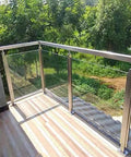 Solid 304 Stainless Steel Railing Post Kit With Round Handrail Guardrail System For Glass Panels Deck Patio Balcony Knockout Rust Resistant Design Zero Hassle Install Built Damn Tough on balcony with glass panels.