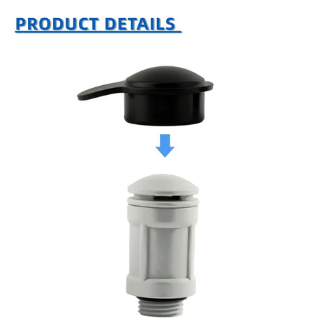 Air Jet Valve And Cap Replacement For Above Ground Pool Inlet OEM Part 12363 12373 with black cap and white valve shown