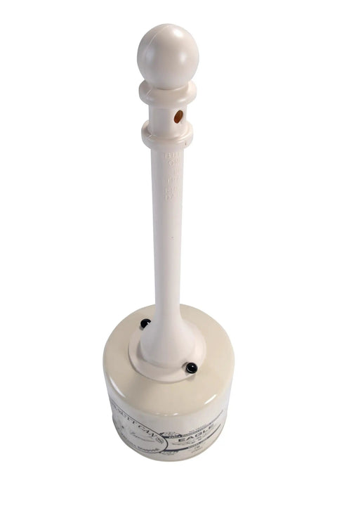 Outdoor Smokeless Cigarette Butt Receptacle In Galvanized Steel With Lid 5 Gallon Capacity 40 Inch Tall 12 Inch Diameter Beige US Made