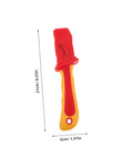 Heavy Duty Wire Stripper With Thick Insulated Handles Top Shelf Electrical Wire Cutter and Precision Stripping Tool Universal Pro Powerhouse For Tradesmen in red and yellow with measurements.