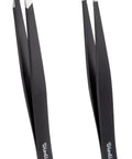 Two Pack Slant And Point Tip Tweezers Set For Eyebrows And Ingrown Hair Removal, black stainless steel grooming tools