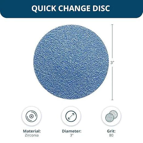 3-inch Zirconia quick-change sanding disc, 80 grit, front view