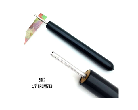 DIY Paper Bead Kit With Roller Tool Featuring A 3MM Stainless Tip And A Three Quarter Inch Slotted Tip shown with paper strip