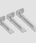 Heavy Duty Stainless Steel L Shaped Shelf Bracket Wall Mounted Brushed Finish Rock Solid Construction Supports Two Hundred Twenty Pounds Without Breaking A Sweat For Your Workspace, set of three brackets.
