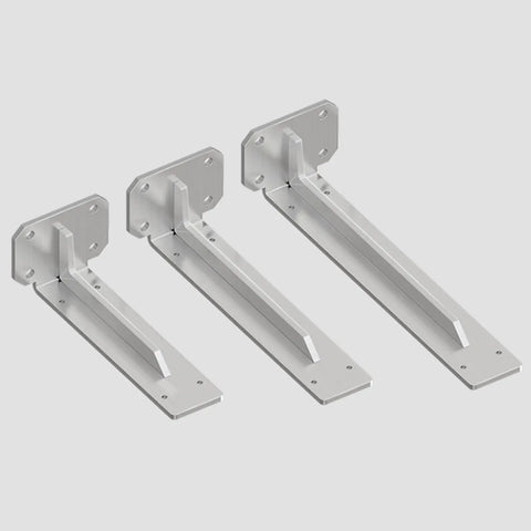 Heavy Duty Stainless Steel L Shaped Shelf Bracket Wall Mounted Brushed Finish Rock Solid Construction Supports Two Hundred Twenty Pounds Without Breaking A Sweat For Your Workspace, set of three brackets.