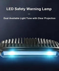 LED safety warning lamp with dual light tone and clear projection for enhanced visibility in industrial settings.