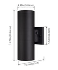 Dual Head Outdoor Porch Light Set With Dusk To Dawn Sensor, Matte Black Aluminum Cylinder And Tempered Glass Cover