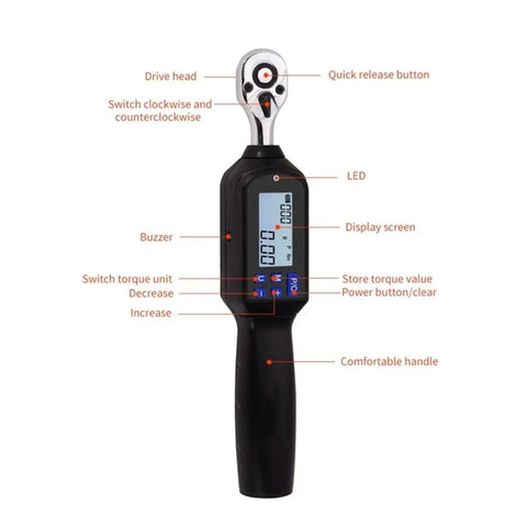 Mini Digital Torque Wrench With 2.5% Accuracy For Bike And Car Repair Adjustable Electric Torque Tester Featuring Large Display N.M Lbs Unit Swap Trace Peak Modes Compact Portable Design Perfect For Precision Work