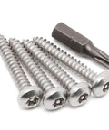 #14 X 2 Inch Stainless Steel Button Head Torx Sheet Metal Screws 304 Grade 10 Pack with T27 security bit.