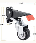 Heavy Duty Retractable Workbench Caster Wheels 2 Piece Set For Machinery Tables Shop Benches with a red foot pedal and metal base.