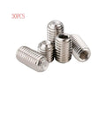 Top Shelf 304 Stainless Steel M4 X 12mm Socket Set Screws With Hex Allen Drive For Tough Daily Grind And Reliable Hardware Upgrades Corrosion Resistant Threads Pack Of 30, shown in metallic finish.