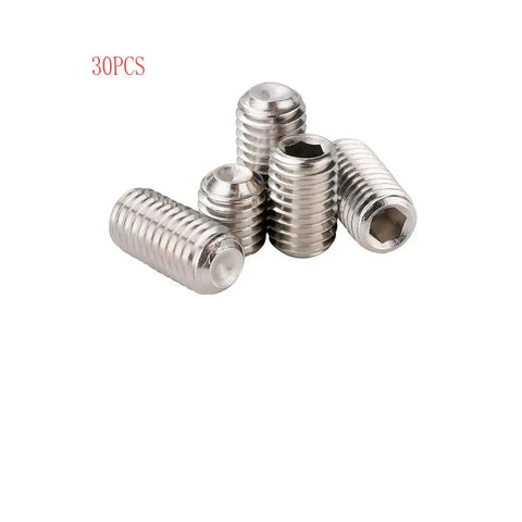 Top Shelf 304 Stainless Steel M4 X 12mm Socket Set Screws With Hex Allen Drive For Tough Daily Grind And Reliable Hardware Upgrades Corrosion Resistant Threads Pack Of 30, shown in metallic finish.