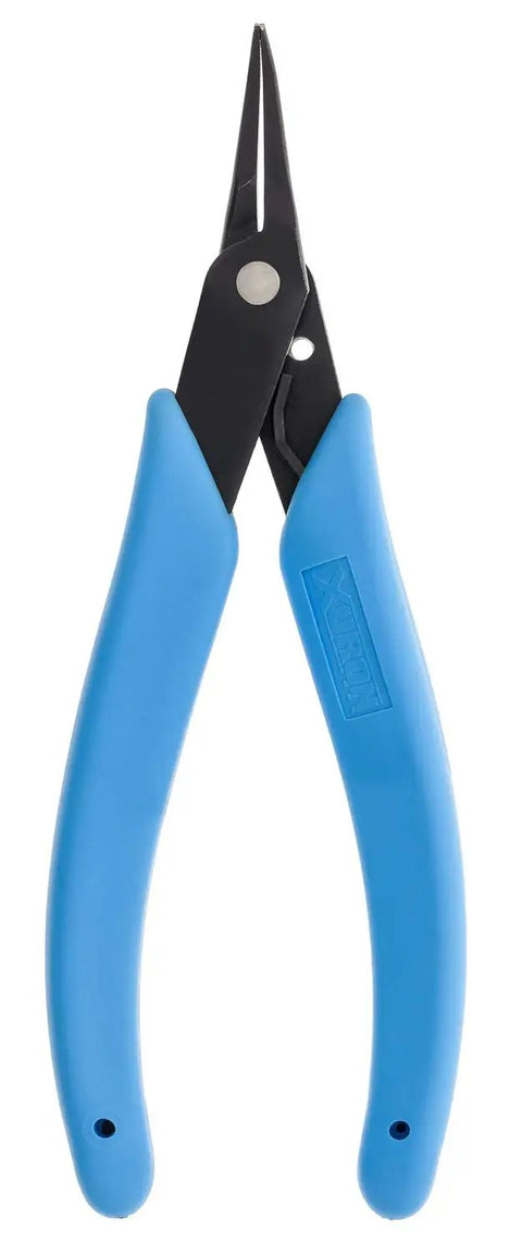 Bent Nose Pliers 450BN For Jewelry Making And Stringing Thin Precision Grip For Tight Spots, features blue ergonomic handle.