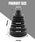 Product size diagram of Two Pack CV Boot Kit With Four Stainless Steel Clamps And Six Cable Ties, Silicone CV Joint Boot Set