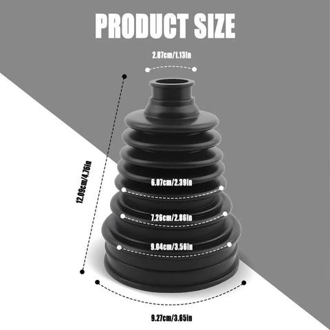Product size diagram of Two Pack CV Boot Kit With Four Stainless Steel Clamps And Six Cable Ties, Silicone CV Joint Boot Set