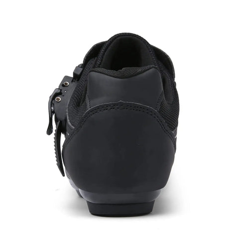 Back view of Mens Womens Cycling Shoes For Peloton Compatible With Clip In Look Delta Cleats Included Preinstalled Black US 13 EU 48