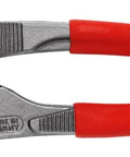 Heavy Duty 10 Inch Pliers Wrench With Adjustable Smooth Jaws suited for automotive repair, chrome vanadium steel, red handles.