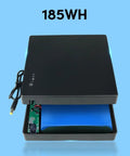 Compact Mini UPS Battery Backup For 12 Volt Routers Cameras And Speakers Emergency Standby Power Supply, showing black unit with blue lithium cell.